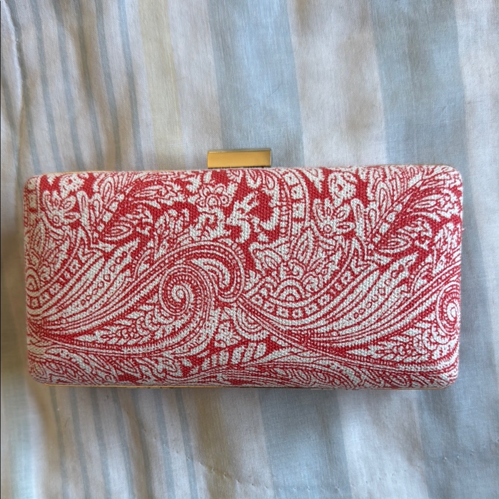 Elegant Red and White Clutch